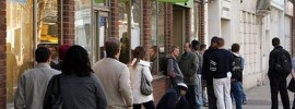 A queue forms outside the Job Centre