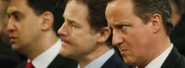 David Cameron Nick Clegg and Ed Miliband
